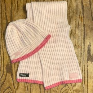 Coach pink hat and scarf set